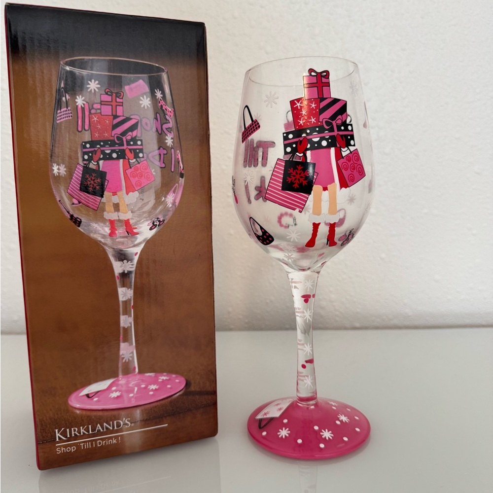 Kirkland's Shop Till I Drink Wine Glass